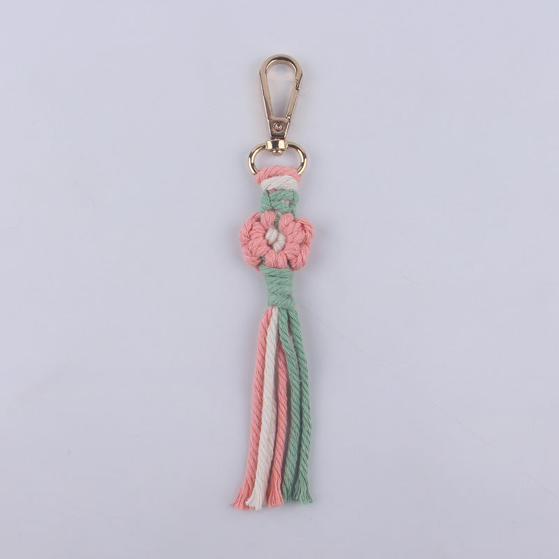 Wholesale Handmade Cotton Thread Woven Cartoon Flower Keychain